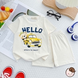 Bộ cộc thun lạnh Minwoo Baby in hoạt hình cho bé