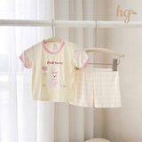 Bộ cộc cài vai HG Kids họa tiết phối quần kẽ