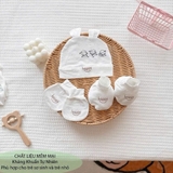 Set BTBC kèm mũ Happy chấm bi in họa tiết
