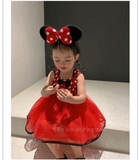 Đầm Xòe Đỏ Nơ Mickey