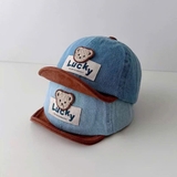 Mũ nón lưỡi trai màu jean Lucky hình gấu