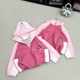 Áo khoác gió hồng tai thỏ Hello Kitty cho bé gái