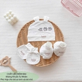 Set BTBC kèm mũ Happy chấm bi in họa tiết
