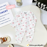 Bộ dài sơ sinh cài giữa Avasler trắng in họa tiết