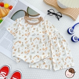 Bộ cộc thun lạnh Minwoo Baby in hoạt hình cho bé