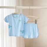 Bộ cộc cài vai HG Kids họa tiết phối quần vạt bầu