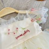 Đầm váy voan hoa tay bồng kèm cài cho bé