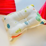 Gối sơ sinh lõm xô muslin Hana chống méo đầu cho bé