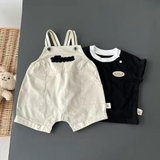 Set body yếm trắng phối áo đen cho bé