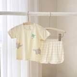 Bộ cộc cài vai HG Kids họa tiết phối quần vạt bầu