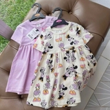Đầm váy suông cộc tay hình Mickey và Donald cho bé gái