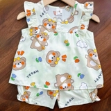 Bộ tole tay cánh tiên cài cúc ngực cho bé