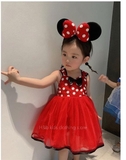 Đầm Xòe Đỏ Nơ Mickey
