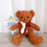 Gấu bông Teddy lông nâu nơ to