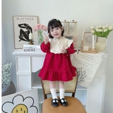 Váy babydoll cổ sen cho bé gái