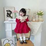 Váy babydoll cổ sen cho bé gái
