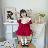 Váy babydoll cổ sen cho bé gái