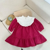 Váy babydoll cổ sen cho bé gái