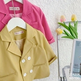 Áo vest blazer trơn bé gái 4 khuy Hàn Quốc