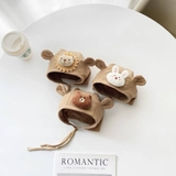 Mũ kaki trùm đầu đính gấu thỏ dễ thương