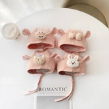 Mũ kaki trùm đầu đính gấu thỏ dễ thương