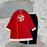 Set áo dài thêu bạch hạc trắng hoa