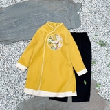 Set áo dài thêu bạch hạc trắng hoa