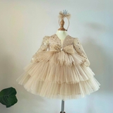 Váy công chúa kim sa tay dài cho bé gái