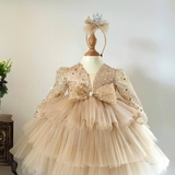 Váy công chúa kim sa tay dài cho bé gái