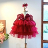 Váy công chúa kim sa tay dài cho bé gái