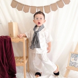 Bộ bà ba cotton kèm khăn cho bé