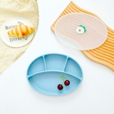 Khay ăn dặm silicon oval có nắp cho bé