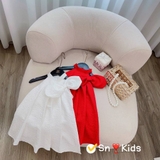 Đầm yếm nơ cổ chất xốp