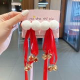 Set kẹp tóc nơ hoa tua rua cho bé