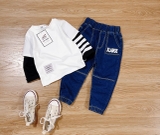 Set áo tay dài raglan quần jean