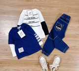 Set áo tay dài raglan quần jean