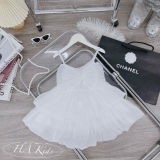Đầm xoè hai dây nơ ngực đính ngọc