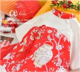 Set áo dài gấm cách tân kèm chân váy