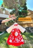 Set áo dài gấm cách tân kèm chân váy
