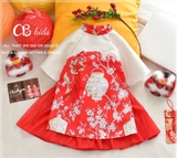 Set áo dài gấm cách tân kèm chân váy