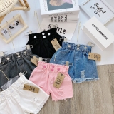 Quần short jean rách bé gái