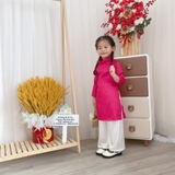 Set áo dài lụa vân chìm bé gái