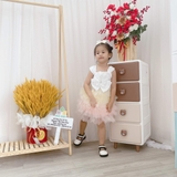 Đầm xoè ren nhiều tầng nơ ngực kèm cài tóc