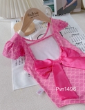 Bikini 1 mảnh màu hồng cánh tiên nơ lưng