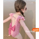 Bikini 1 mảnh màu hồng cánh tiên nơ lưng
