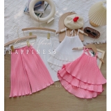 Set dập ly áo yêm bèo tầng bé gái