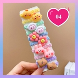 Vĩ 10 dây buộc tóc đính hình dễ thương cho bé