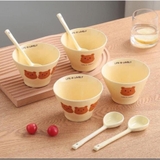 Bát gấu kèm thìa sứ hình gấu nâu