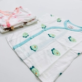 Áo cộc tay sơ sinh cúc lệch họa tiết HN kids