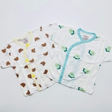 Áo cộc tay sơ sinh cúc lệch họa tiết HN kids